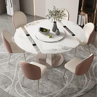 Ensemble de table à manger extensible en marbre moderne carrée avec 6 chaises pour 8 personnes, vente en gros, tables de cuisine, tables de restaurant, tables basses, couleur noire