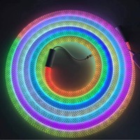 360 Degrés Intelligent RVB Flexible Silicium Rêve Couleur Néon LED Bande Bande IP67 DMX Tresse Réticulé Motif Corde Lumière Tresse Néon