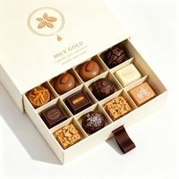 Boîte à chocolat rigide personnalisée à faible MOQ avec compartiments séparés pour truffes, cadeaux, chocolaterie, café, fêtes, vente au détail et en gros