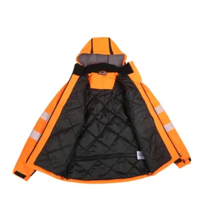 PVC-Beschichtung Polyester Outdoor Verkehr wasserdichte reflektierende Jacke Klasse 3 Warn schutz Sicherheit Winter Daunen jacke