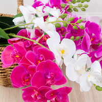 Anggrek Phalaenopsis Buatan 3D Sentuhan Realistis Bunga Palsu 2 Cabang 12 Kepala Batang Tanaman Pot Dekorasi Pesta Pernikahan