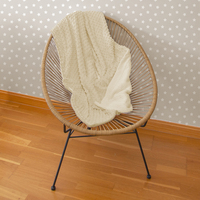 BURBUJA BLANQUET 100% POLIÉSTER BEIGE 280gsm Ecológico Resistente al agua Suave Grueso Jacquard Rayas Tela de burbujas Certificado GRS