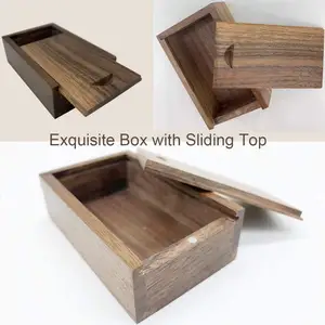 KRAFF Custom Wooden Unfinished Storage Box With Slide Top For Wedding Gift Craft