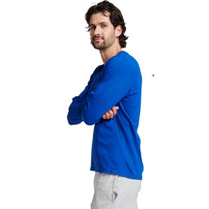 High Quality <b>Blue</b> Pullover Long Sleeve T <b>Shirt</b> Custom Logo Plain Full Sleeve T <b>Shirt</b> Wholesale Manufacturers T <b>Shirt</b> - Product Image 3