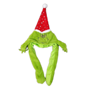 Chapeau de Noël en polyester surdimensionné, motif cerf et Père Noël, avec oreilles en peluche souples et gonflables, mignon, vente en gros, nouveau, pas cher - Product Image 1