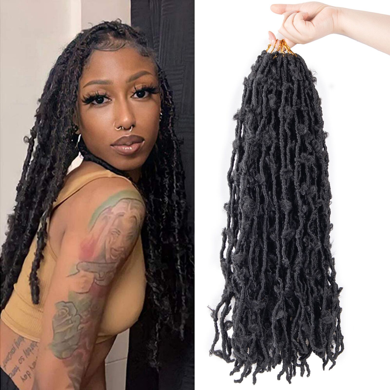 Giá Thấp Nhất Bán Buôn Bướm Locs Faux Locs Bện Tóc 12in 18in 24in 36Inch Tổng Hợp Crochet Tóc Nối