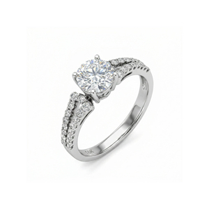 Anillo de Boda Personalizado de Oro Sólido S925/10K/14K/18K con Diamante Cultivado en Laboratorio de Un Quilate, Corte Brillante, Calidad VVS-VS, para Fiesta - Product Image 1