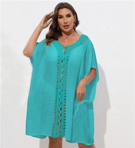 <strong>Plus</strong> <strong>Size</strong> Swim Cover up Ladies Summer Crochet Hollow Out Sun Beach Skirts <strong>Kimono</strong> Cover up Beach Dress with 11 Colors - Product Image 2