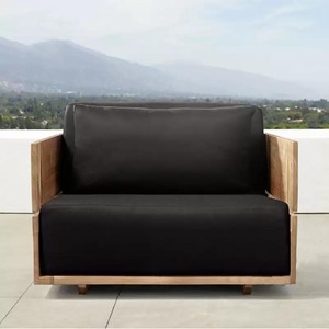 Sofá seccional de diseño personalizado para exteriores, con estructura de madera de teca maciza, cojines resistentes a la intemperie, muebles modulares para patio trasero. - Product Image 4