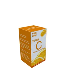 Color Design Orange Vitamin C Pill Packaging Box Calcium Supplement Calcium Tablet Paper Box for Pharmaceutical