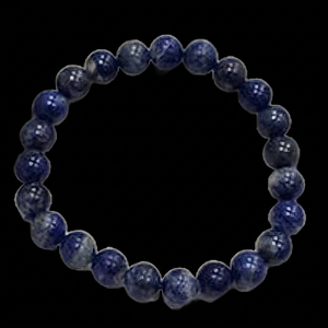 Bracelet extensible en perles de lapis-lazuli naturel, 8 mm, avec or métallique, style vintage, pour la prospérité et l'abondance, idéal pour un anniversaire - Product Image 1