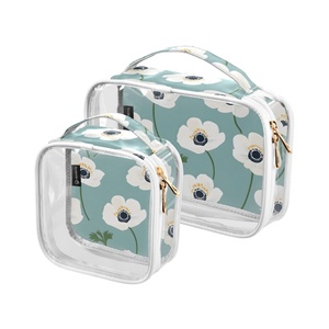 Trending Products 2025 New Arrivals Hawaiian Custom Flower Clear Pvc Make up Bag Transparent Cosmetic Bag for Woman Travel - Product Image 1