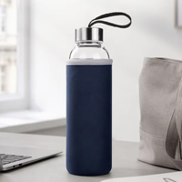 Bouteille d'eau en verre borosilicate transparente personnalisée pour le sport