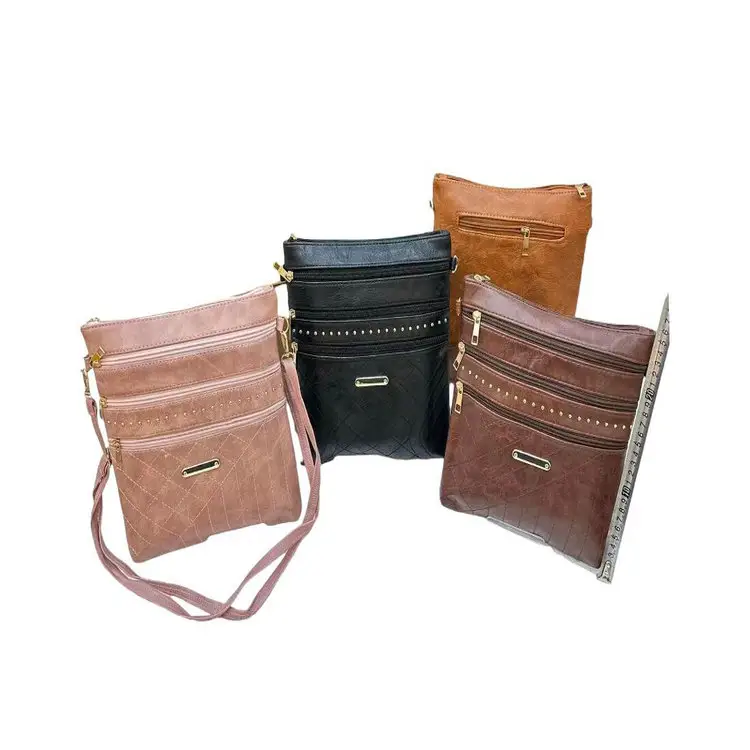 Dompet Tas Tangan Kulit PU Kecil Kapasitas Besar Saku Kulit CHB020 Model Dolar 1.65 untuk Wanita dengan Sabuk