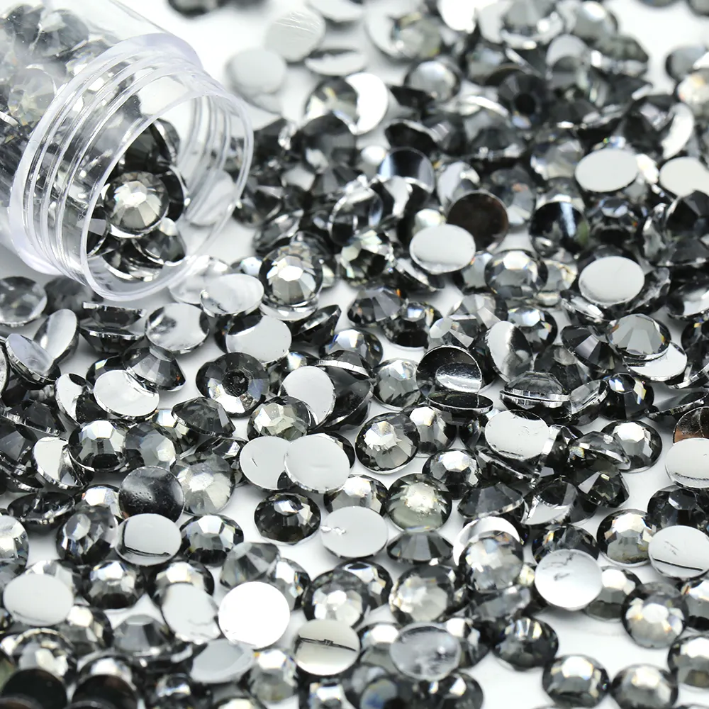 Grosir Berlian Warna Hitam Berlian Datar Resin Punggung Datar Berlian Imitasi Bedazzler