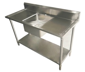 Lavello da <span class=keywords><strong>cucina</strong></span> commerciale in acciaio inossidabile con 4 "Backsplash, <span class=keywords><strong>vasca</strong></span> singola resistente per la ristorazione in ristoranti e alberghi - Product Image 2