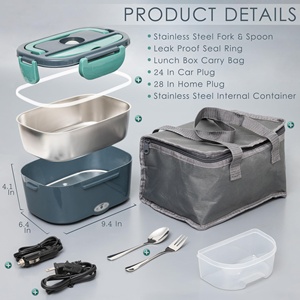 Boîte à lunch électrique portable en acier inoxydable 110V/24V/12V, double usage pour voitures et familles, vente en gros - Product Image 6