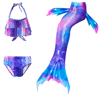 Ensemble de 3 pièces pour enfants : Robe de bain sirène, bikini de plage et queue de sirène élégante