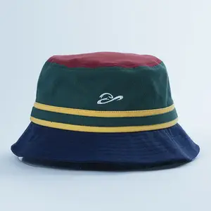 Ведро шляпа производитель пользовательская Вышивка Логотип удобный дизайн на открытом воздухе полосатый хлопок ведро шляпа
