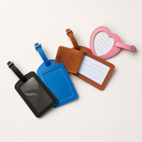 Etiqueta de Equipaje de Cuero PU con Logotipo Grabado Personalizado, Tarjeta de Identificación para Maleta, Venta al por Mayor, Bajo MOQ