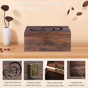 Wooden Souvenir Packaging <strong>Box</strong> with Latch Custom Wooden Boxes with Hinged Lid Walnut <strong>Keepsake</strong> <strong>Box</strong> with Lock for Gift Packaging - Product Image 6