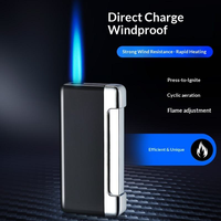 Briquet torche gonflable personnalisé en gros avec flamme à jet direct. Briquet à cigares avec gaz butane rechargeable.