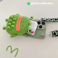 Coque de téléphone MOKO ISO BSCI antichoc en silicone avec motif de grenouille de dessin animé, sangle bandoulière, pour iPhone 11, 12 Mini, 13, 14 Pro Max, Xs