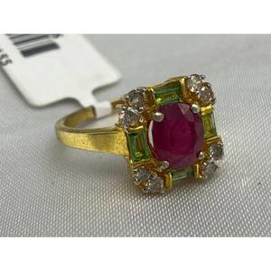 Nouvelle bague de luxe en rubis et tsavorite, argent sterling 925, cadeau pour fête, mariage, fiançailles, cérémonies religieuses, événements - Product Image 1