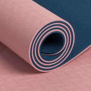 New Manufacture Pilates Custom Printed Logo 6mm High Quality Organic Eco Friendly Recycle Durable Double Color TPE Yoga Mat