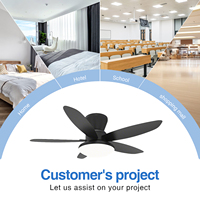 Ventilateur de plafond facile à installer de 48 pouces avec finition noire, 5 pales, moteur DC silencieux, LED à intensité variable et abat-jour moderne en acrylique