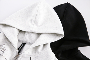 Sudadera con capucha de lana de algodón de peso pesado para hombre de alta calidad Sudadera con capucha con cremallera impresa personalizada para hombre - Product Image 6