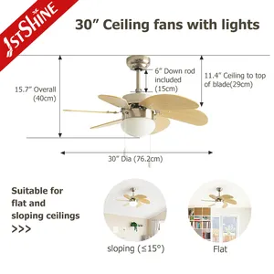 1stshine 30 42 inch traditionelle Zug kette kleiner Wechselstrom motor 6 mdf Klinge geräuscharmer Kinder Decken ventilator mit LED-Licht