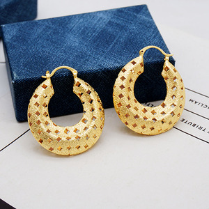 GDJWRI, pendiente hueco de aro de cobre africano de alta calidad, joyería, pendientes grandes chapados en oro, pendientes rellenos de oro <span class=keywords><strong>E635</strong></span> - Product Image 5