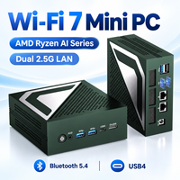 Mini PC de jeu AMD Ryzen AI 9 HX 370, 64 Go DDR5, SSD PCIe 4.0 de 2 To, OCuLink USB4, double LAN 2.5G, ordinateur de bureau compact pour la maison