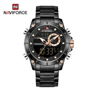 Montre pour homme NAVIFORCE 9163 de marque supérieure, montre à quartz analogique LED dorée pour homme, nouvelle montre de sport pour homme - Product Image 4