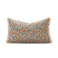 Moderner pastoraler Blumen-Jacquard-Kissenbezug mit Schmetterlingsmuster und Spitzenbesatz, Zierkissenhülle für Sofa, Wohnzimmer, Heimdekoration