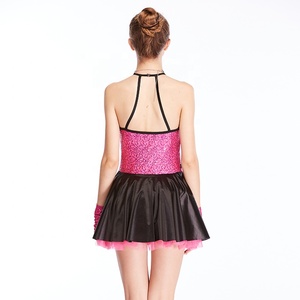MiDee Nuevos trajes de equipo de baile para niñas Falda de lentejuelas rosa fuerte Vestidos brillantes de hip hop Uniforme de puesta en escena de jazz moderno - Product Image 5