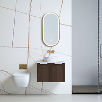 Meuble-lavabo de salle de bain moderne résistant à l'eau avec miroir, à poser au mur, pour hôtel, appartement, villa