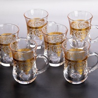 AT PACK Tasse à café/latte en verre transparent résistant aux hautes températures avec motif floral gaufré et estampage doré