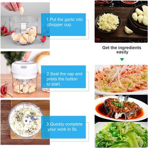 Máquina de prensado de verduras eléctrica inalámbrica para uso doméstico, Mini prensa de ajo de plástico PP y acero inoxidable - Product Image 5