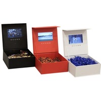 Boîte cadeau personnalisée avec brochure vidéo LCD promotionnelle, pelliculage mat, gaufrage, revêtement UV, boîtes rigides recyclables