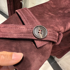 معطف واق من المطر أنيق للخريف 2025 من جلد الشامواه الأصلي، جاكيت نسائي واسع من الشامواه - Product Image 4