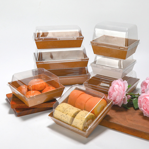 Couvercle Transparent <span class=keywords><strong>Rectangulaire</strong></span> Personnalisé Papier Emballage En Plastique Dessert Gâteau Snack Boîtes avec Couvercle - Product Image 3