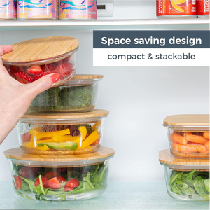Conteneur de stockage en verre, récipient alimentaire en verre, design écologique, verre avec couvercle en bambou, camping, logo personnalisé, bols CLASSIQUES - Product Image 3