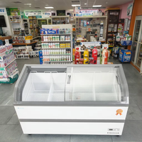Congélateur horizontal combiné pour supermarché, alimentation électrique, équipement de réfrigération à 2 portes, refroidissement par ventilateur, manuel direct