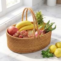 Panier de pique-nique pliable multifonctionnel en fibre végétale durable avec poignée, pour le stockage des légumes et des fruits