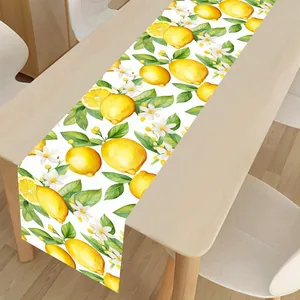 Toalha de mesa para decoração de festas, toalha de mesa de cozinha com frutas amarelas e limão, toalha de mesa para decoração de festas, toalha de mesa com frutas e frutas, decoração de primavera e verão