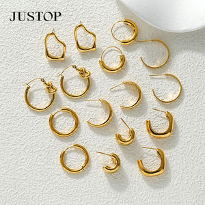 JUSTOP Spot Portfolio Juego de Pendientes de Acero Inoxidable Impermeables, Aros Gruesos, Chapados en Oro de 18K, con Diseño de Nudo, Joyería de Moda de Tendencia, Resistente al Deslustre - Product Image 4