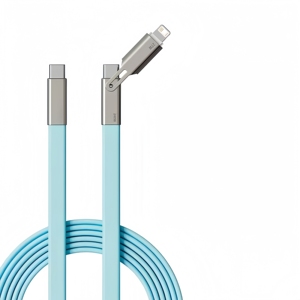 Câble de données plat en silicone 2-en-1 240W, charge ultra-rapide et transfert de données pour téléphones portables, ordinateurs portables, banques d'alimentation, voitures, ordinateurs - Product Image 1