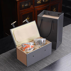 Tasse à thé blanche en céramique avec dessous de verre Tasse à thé dorée Dragon et <span class=keywords><strong>Phoenix</strong></span> Couple Tasses Boîte cadeau - Product Image 4